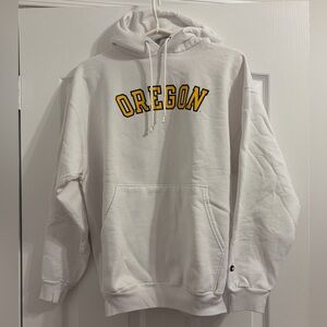 oregon ducks champion white hooded sweatshirt, size large